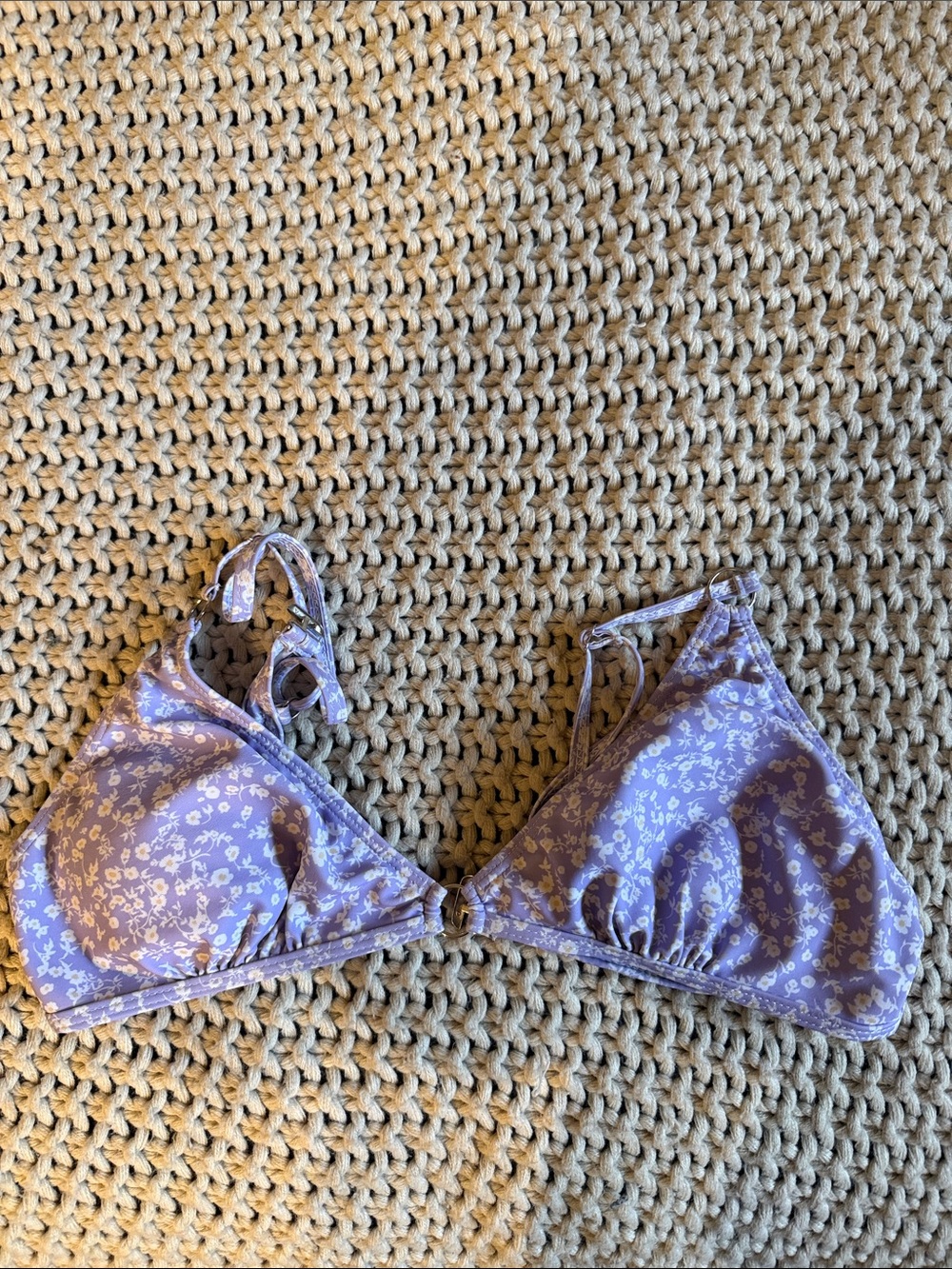 SHEIN Lavender Floral Triangle Bikini Top